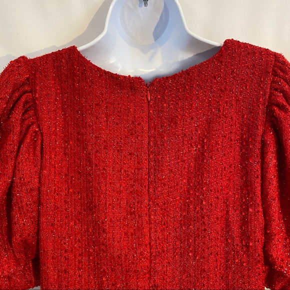 Sister Jane Carina Tweed Puff Sleeve Babydoll Mini Dress in Red size M NWT - Picture 11 of 16